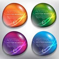 Wall Mural - Abstract vector banners set of 4. Pebbles. Colorful and glossy on the white panel. Vector illustration. Eps10.