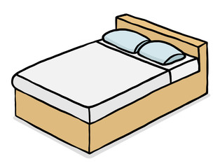 double bed / cartoon vector and illustration, hand drawn style, isolated on white background.