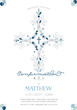 Boys Confirmation, Baptism, or Christening, or First Holy Communion Invitation Template with Fancy Cross