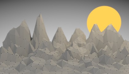 Wall Mural - low poly mountains landscape. polygonal shapes peaks. 3d illustration. polygonal mosaic background. 