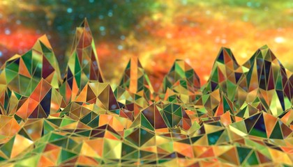 Wall Mural - low poly mountains landscape. polygonal shapes peaks. 3d illustration. polygonal mosaic background