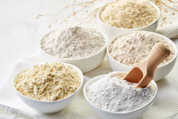 Bowls of gluten free flour