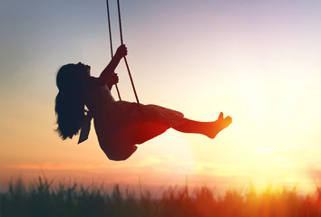 child girl on swing