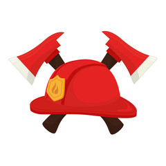 Sticker - hat fireman fire department cap equipment firefighter axe crossed vector graphic isolated illustration