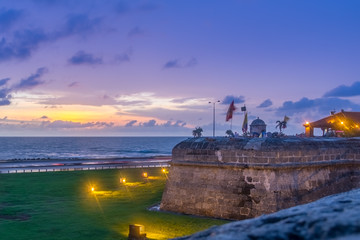 Poster - Sunset over Defensive Wall - Cartagena de Indias, Colombia