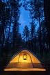 Illuminated Camping Tent Under Stars