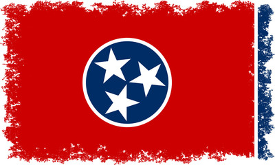 Tennessee State flag with distressed edges