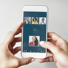 Wall Mural - group friends video chat connection concept