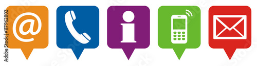 Fotografía five contact us icons set