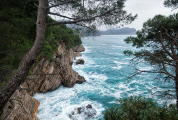 Wall Mural - Cloudy weather and a storm at sea, Montenegro