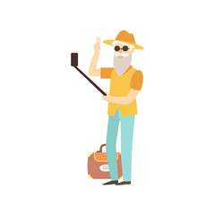 Sticker - Old Man Doing Selfie With A Stick