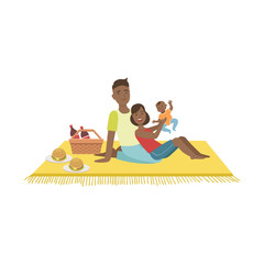 Sticker - Parents Playing With Baby On Picnic