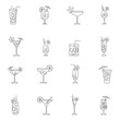 Outline cocktail icon set isolated on white background