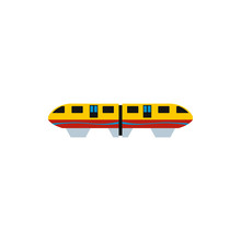 Yellow Monorail Train Icon In Flat Style On A White Background