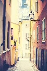 Canvas Print - Old street in Stockholm