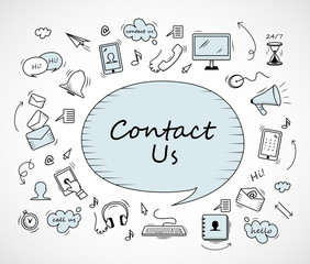 Speech Bubble, Contact Us Icons Set - Isolated On White Background-Vector Illustration, Graphic Design. For Web,Websites,Magazine Page,Print, App, Presentation Templates And Promotional Materials