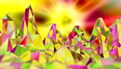 Wall Mural - low poly mountains landscape. 3d illustration. polygonal mosaic background