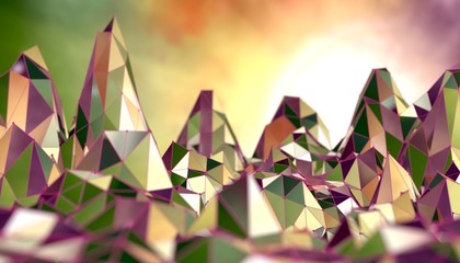 Wall Mural - low poly mountains landscape. 3d illustration. polygonal mosaic background