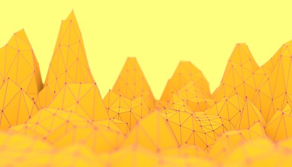 Wall Mural - low poly mountains landscape. 3d illustration. polygonal mosaic background