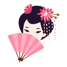 Vector Japanese Geisha Girl