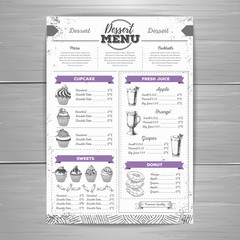 Wall Mural - Vintage dessert menu design. Sweet cupcake