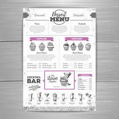 Wall Mural - Vintage  dessert menu design. Sweet cupcake