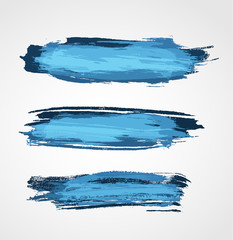 blue vector grunge stroke banners collection, design element