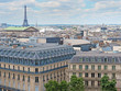 Paris, France. aerial view parisian architecture, Classic Parisian buildings. View of the Eiffel Tower above the rooftops of Paris. 