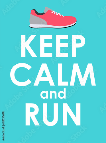 Naklejka - mata magnetyczna na lodówkę Keep Calm and Run Creative Poster Concept. Card of invitation, m