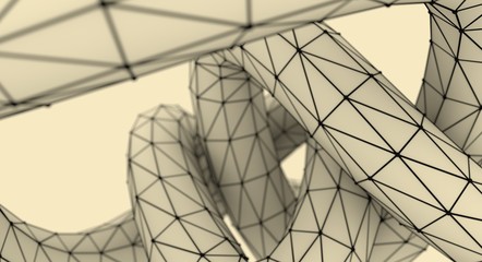 Wall Mural - low poly mountains landscape. 3d illustration. polygonal mosaic background with spiral tube covered 