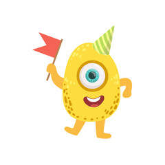 Sticker - Jelly Bean Friendly Monster With Flag