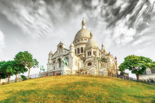 Sacre-Coeur Basilica (Basilica Of The Sacred Heart) In Paris, France. Art Post Production.