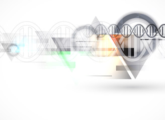 dna and medical and technology background. futuristic molecule structure presentation