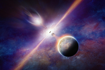 Wall Mural - black hole pulls planets and stars