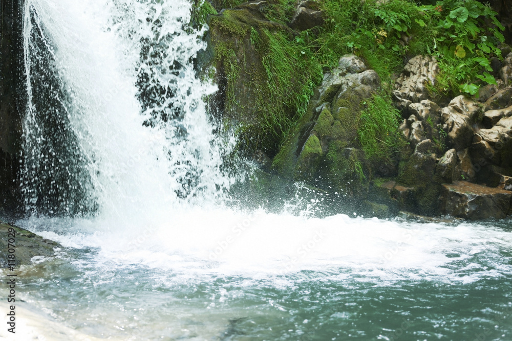Beautiful waterfall in the Carpathian mountains