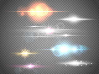 Wall Mural - Set of vector isolated flares. Glow light effects for your artwork.