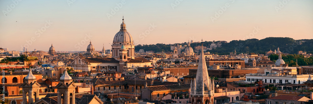 Rome Rooftop view - obrazy, fototapety, plakaty 