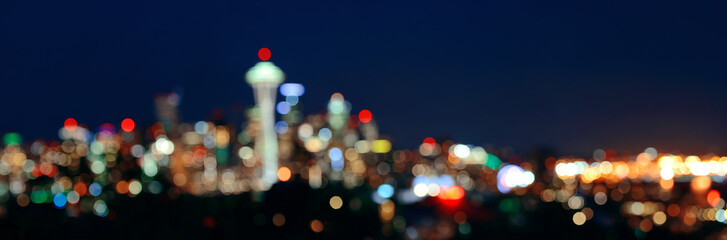 Fototapete - Seattle city skyline night