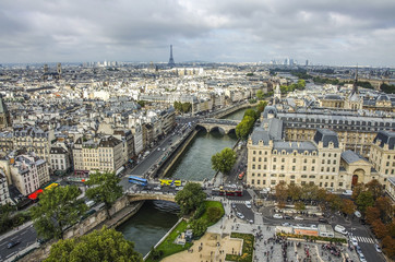 Wall Mural - Paris Panorama. View from Cathedral Notre Dame de Paris. France.