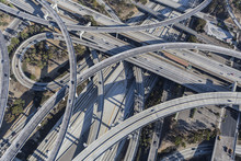 Los Angeles 110 And 105 Freeway Interchange Ramps Aerial