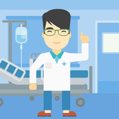 Poster - Doctor showing finger up vector illustration.