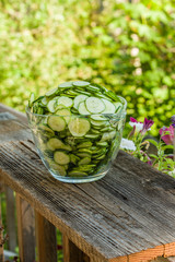 Wall Mural - Glass bowl with sliced pickles