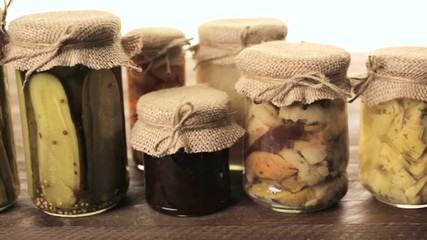 Wall Mural - Homemade canned organic vegetables in glass jars