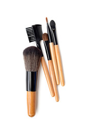 Canvas Print - Professional make-up brush. collection of brushes on white background