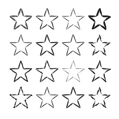 Canvas Print - star icons with grunge texture set. vintage retro style. design elements. black silhouette, isolated