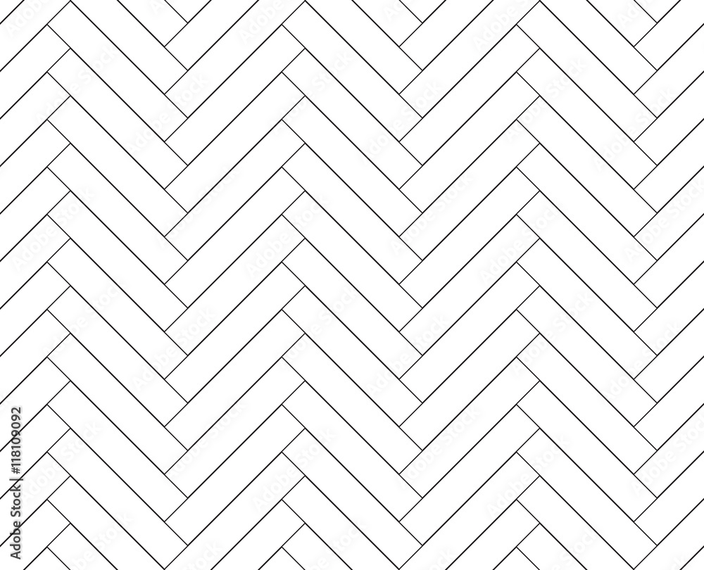 Black and white simple wooden floor herringbone parquet seamless pattern, vector - obrazy, fototapety, plakaty 