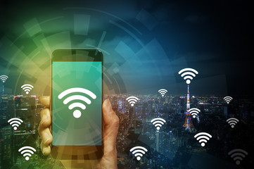 Aufkleber - smart phone and wireless communication, internet of things, abstract image visual