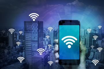 Aufkleber - smart phone and wireless communication, internet of things, abstract image visual