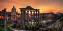Sunrise At Forum Roman, Rome, Italy, Europe