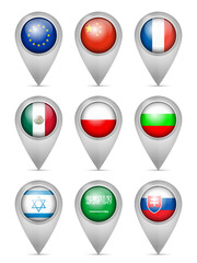 Sticker - Map marker national flag set